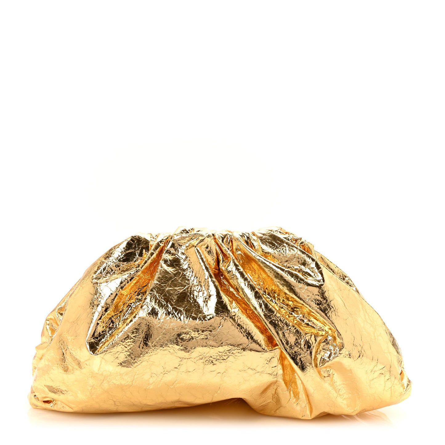 Metallic Crinkled Lambskin The Pouch Oversized Clutch Oro