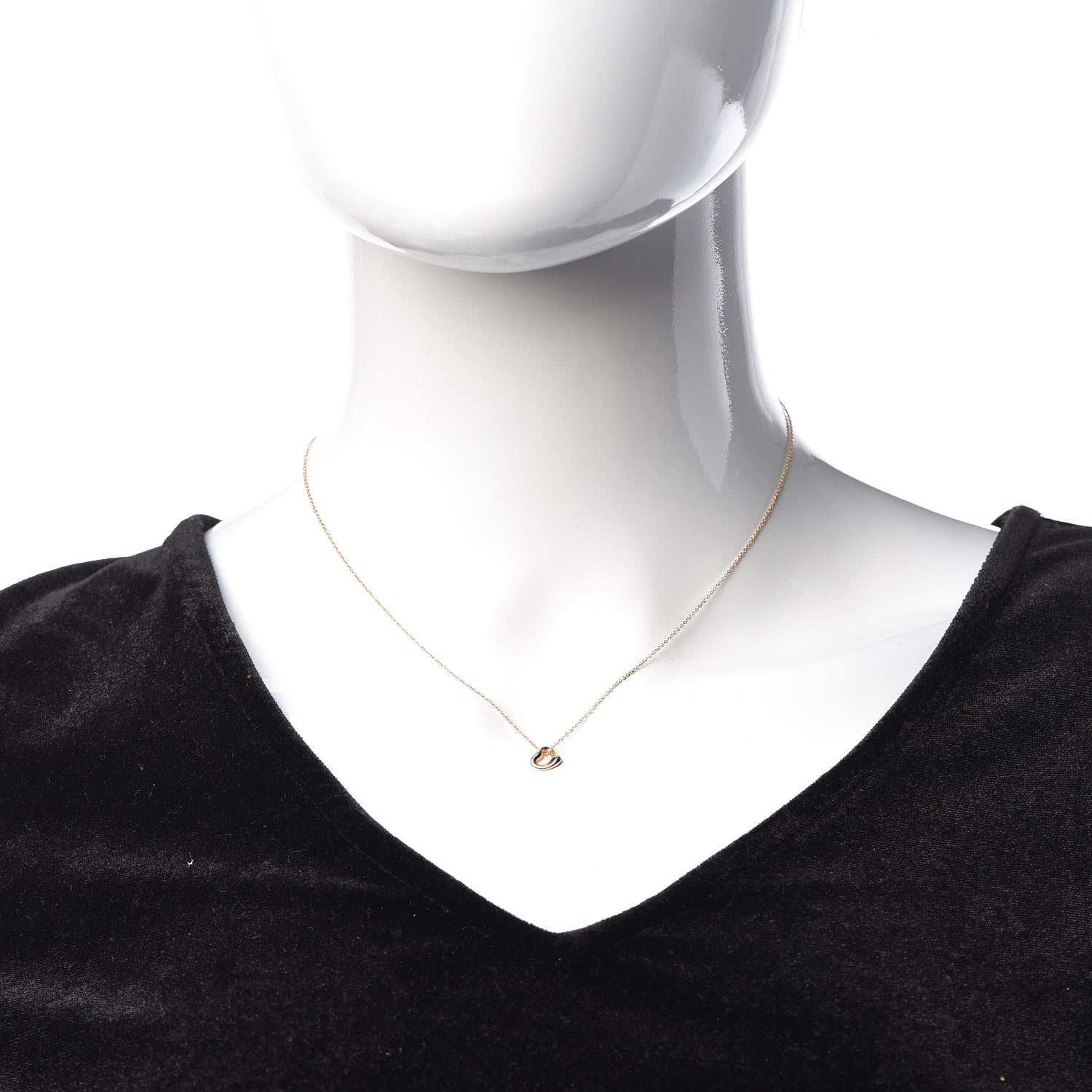 Tiffany 18K Rose Gold 7mm Elsa Peretti Open Heart Pendant Necklace 2 of 9