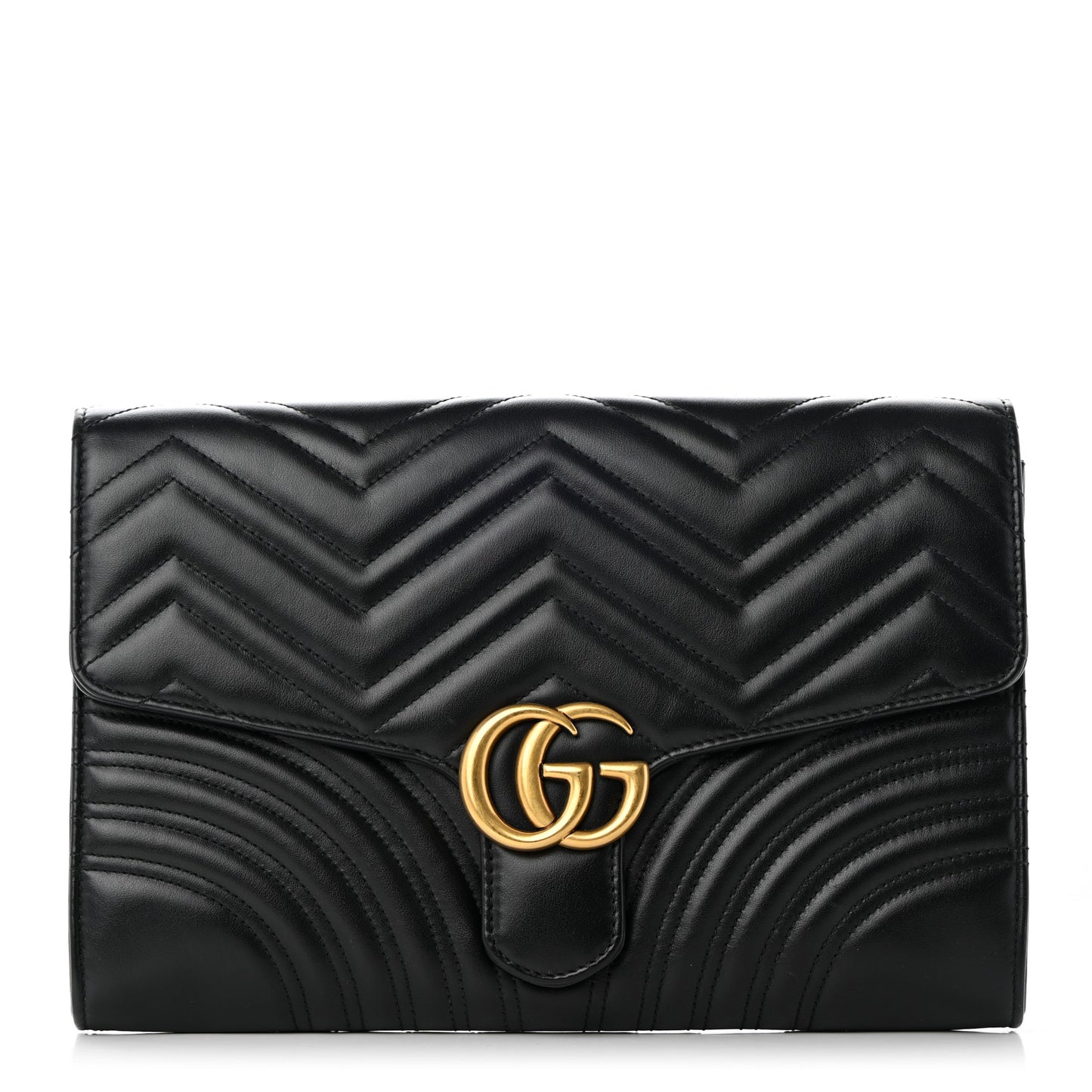 Calfskin Matelasse GG Marmont Clutch Black