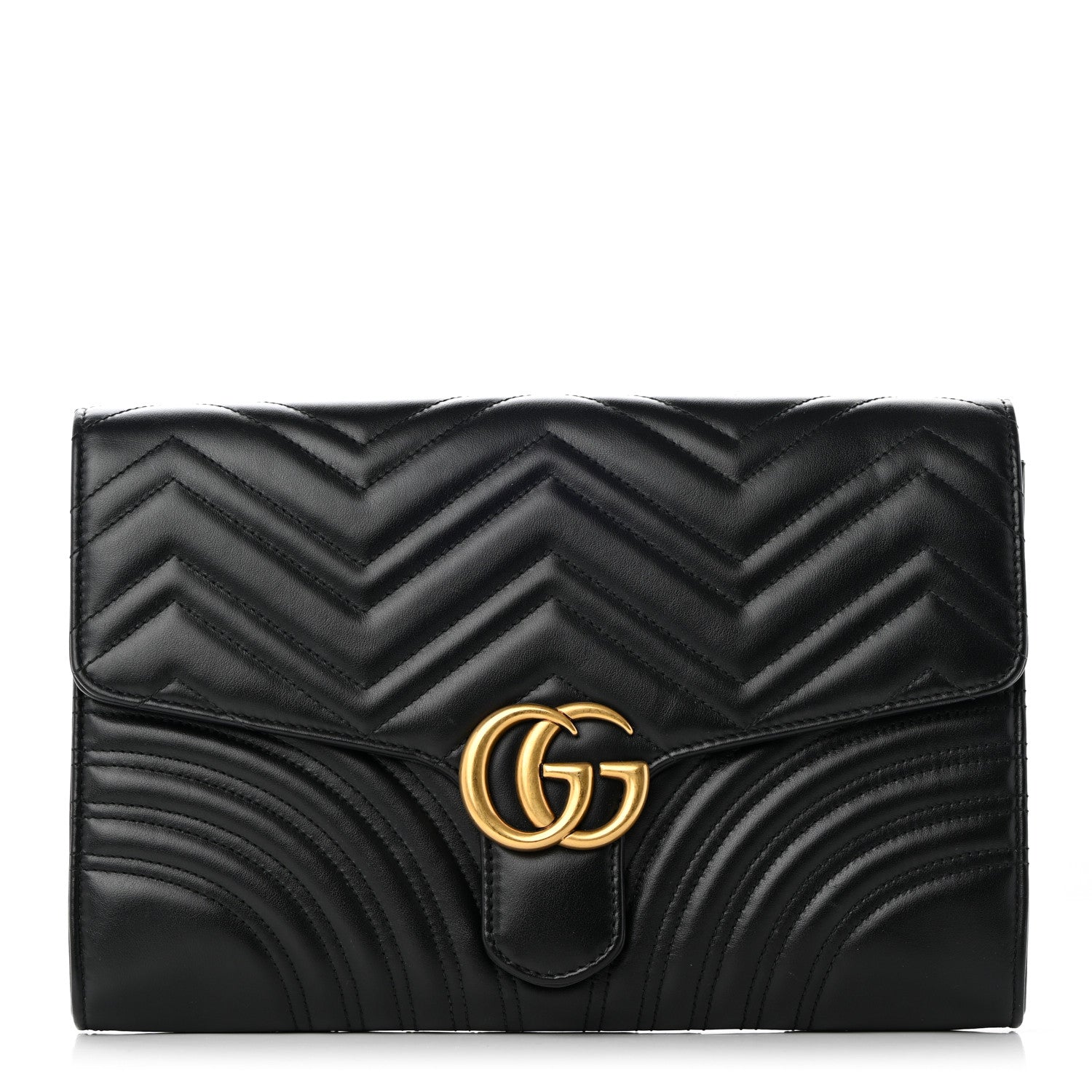 Gucci Calfskin Matelasse GG Marmont Clutch Black 1 of 12