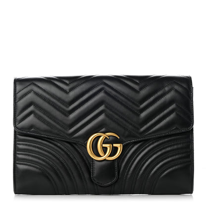 Gucci Calfskin Matelasse GG Marmont Clutch Black 1 of 12