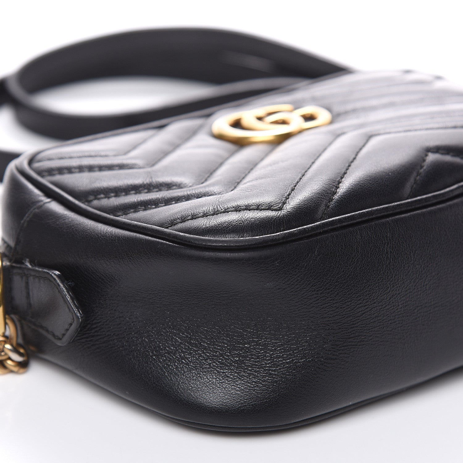 Gucci Calfskin Matelasse Mini GG Marmont Chain Shoulder Bag Black 8 of 13