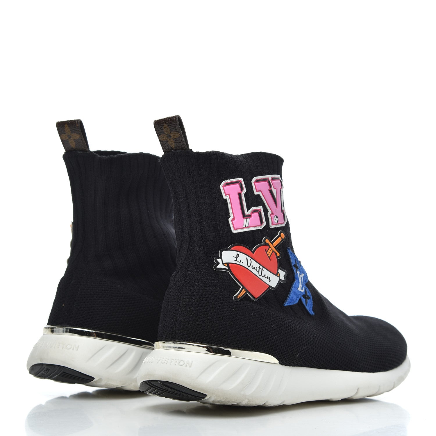 Louis Vuitton Stretch Fabric LV Black Heart Sock Sneaker 39 Black 4 of 18