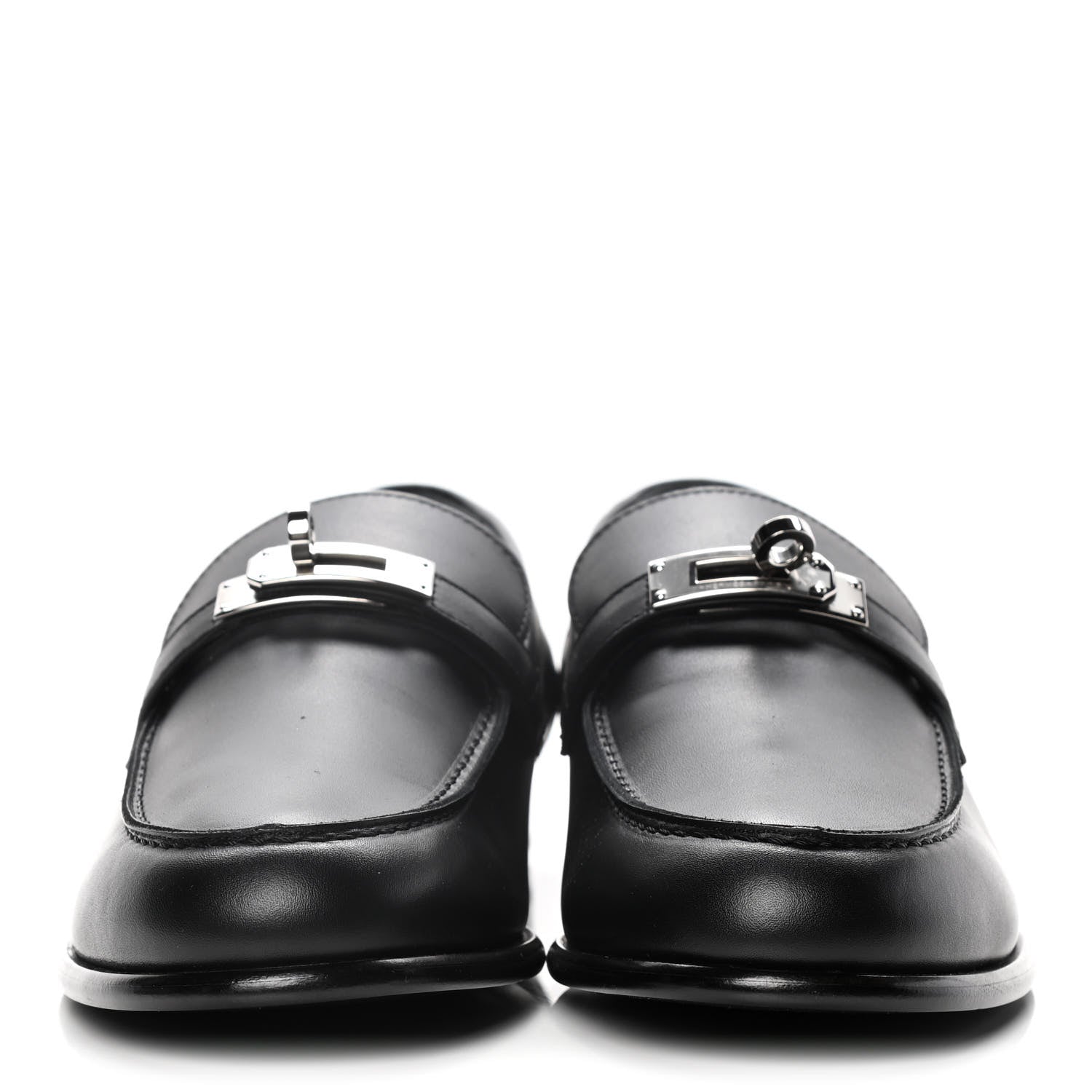 Hermes Calfskin Womens Destin Loafers 39.5 Black 2 of 10
