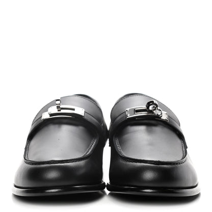 Hermes Calfskin Womens Destin Loafers 39.5 Black 2 of 10