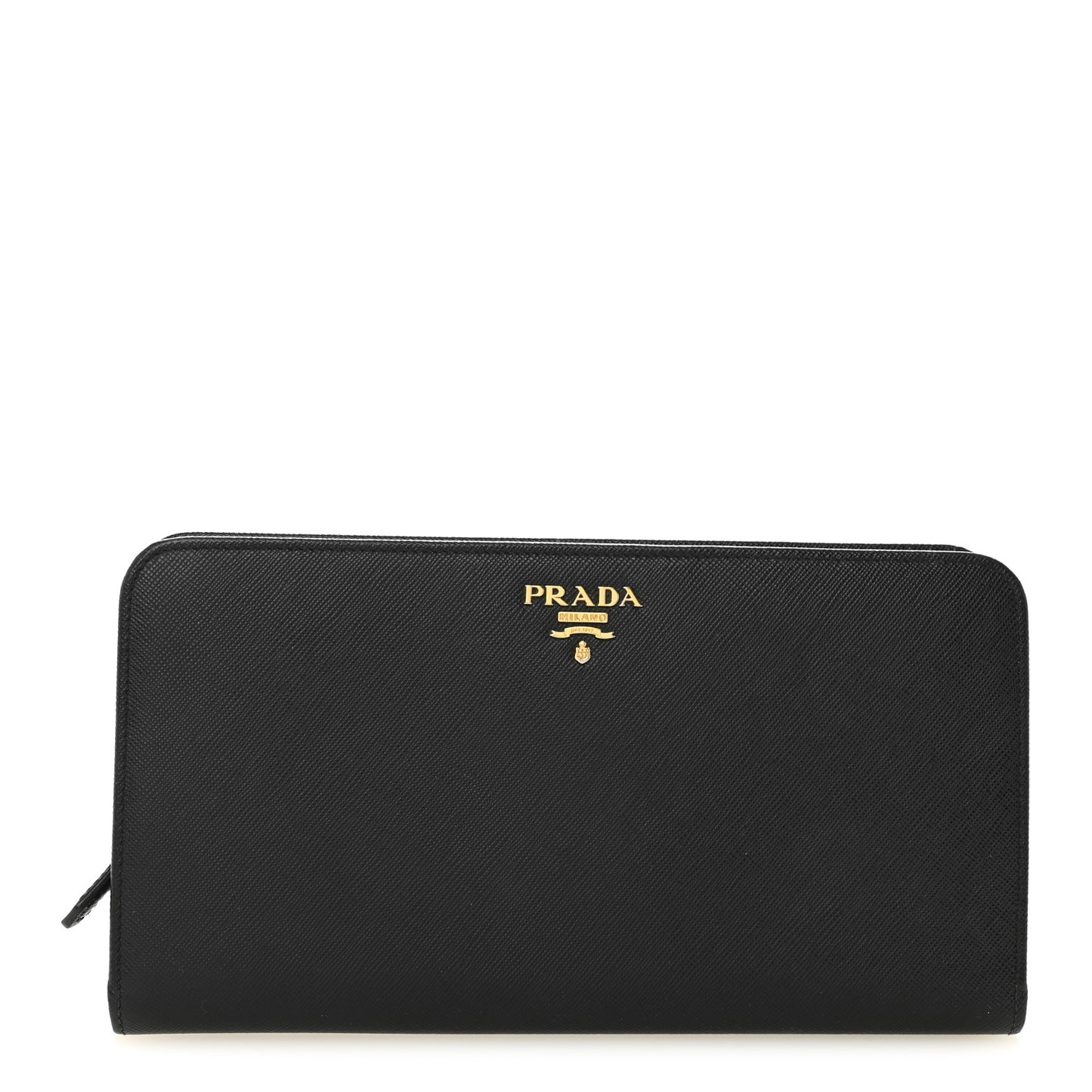 Saffiano Metal Double Snap Travel Wallet Black