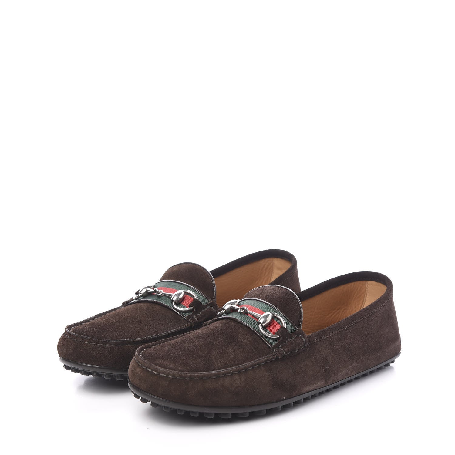 Gucci Suede Web Mens Horsebit Driver Loafers 8.5 Cocoa 3 of 9