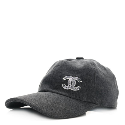 Chanel Cotton Sequin CC Cap Hat Black 1 of 9