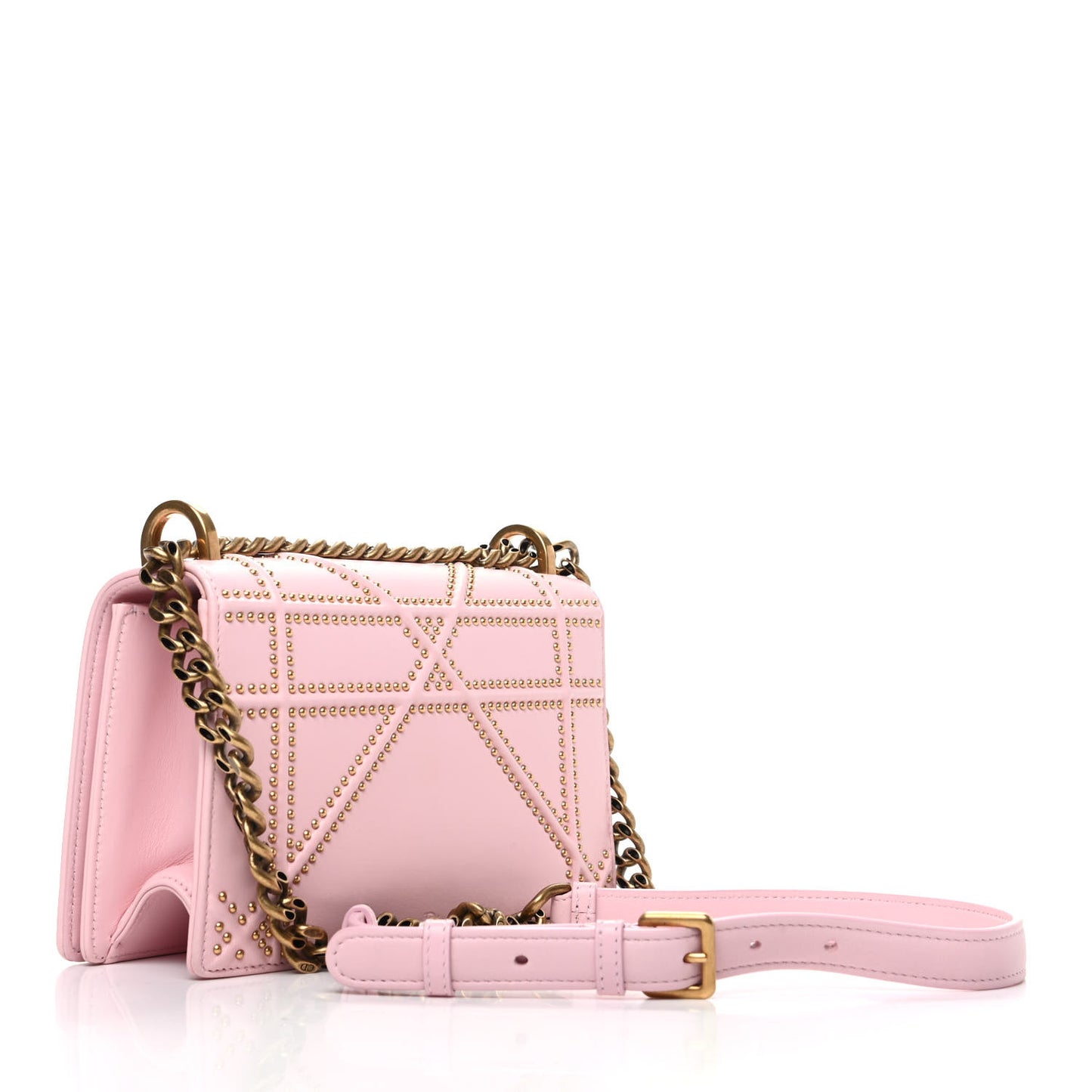 Lambskin Studded Small Diorama Flap Bag Baby Pink