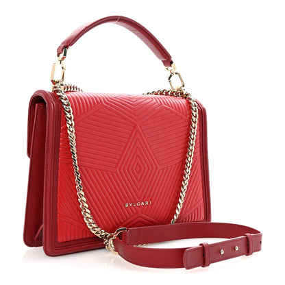 Bulgari Quilted Nappa Smooth Calfskin Serpenti Forever Diamond Blast Shoulder Bag Red 3 of 9