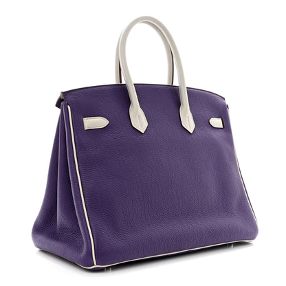 Hermes Togo Bi-Color Horseshoe Birkin 35 Iris Gris Perle 3 of 13