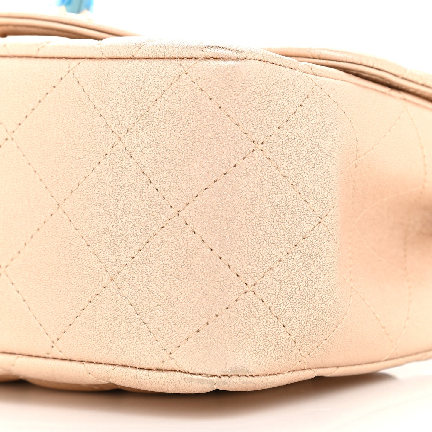 Metallic Lambskin Quilted Mini Square Flap Gold