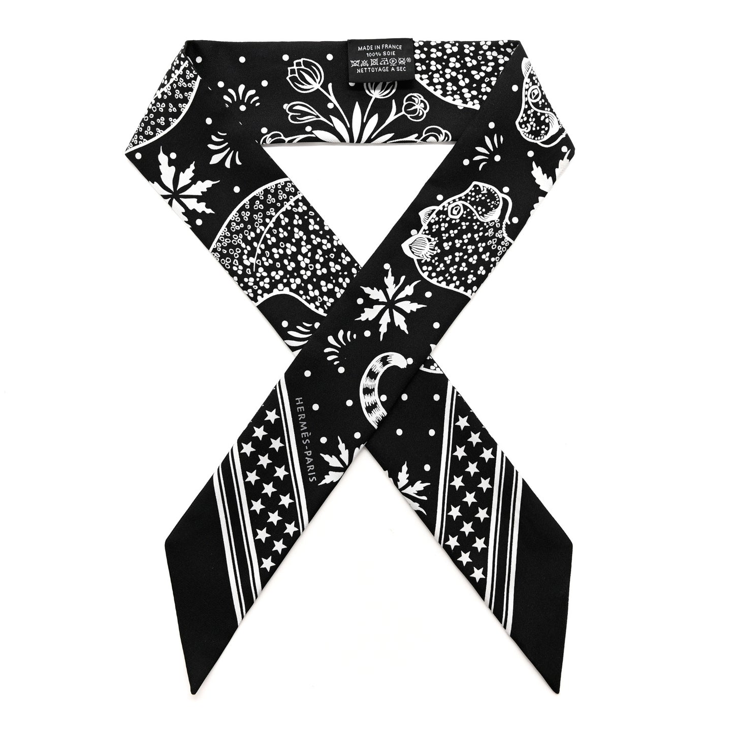 Silk Les Leopards Twilly Black White