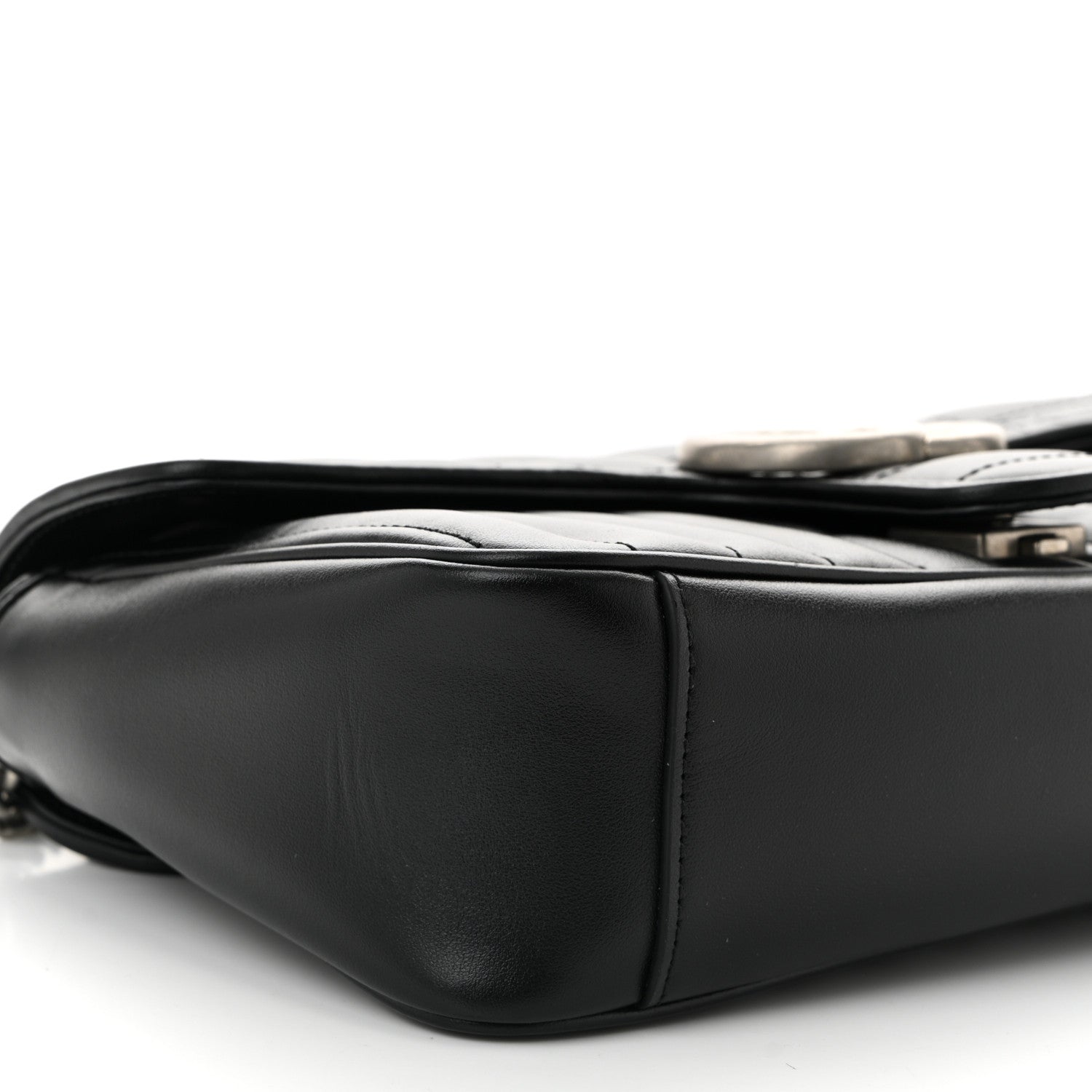 Gucci Calfskin Matelasse Aria Small GG Marmont Shoulder Bag Black 9 of 10