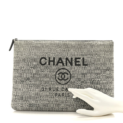 Chanel Canvas Medium Deauville Cosmetic Pouch Grey 2 of 8