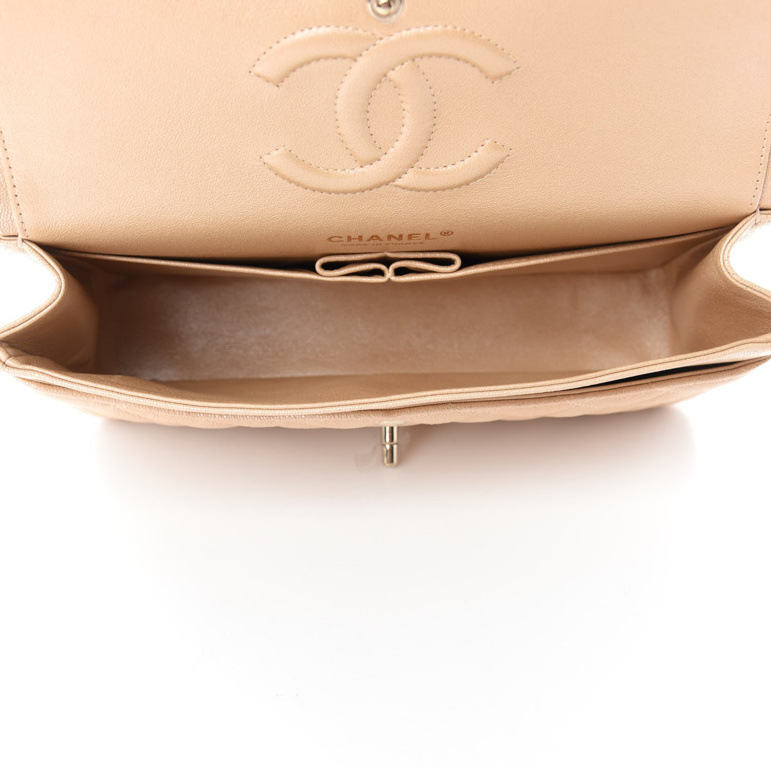 Chanel Iridescent Caviar Quilted Medium Double Flap Beige 5 of 11
