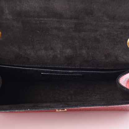 Saint Laurent Metallic Calfskin Small Classic Monogram Kate Satchel Red 7 of 8