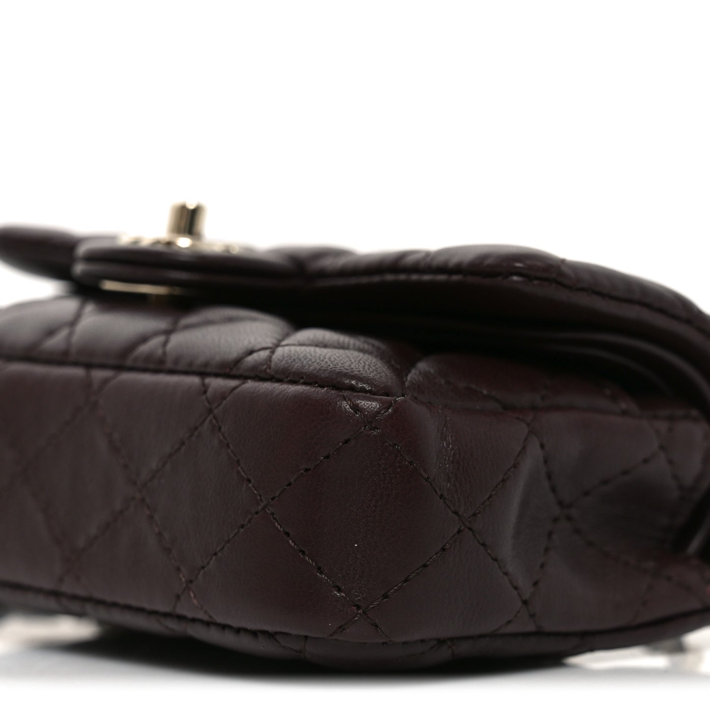 Lambskin Quilted Mini Double Flap With Hook Dark Brown