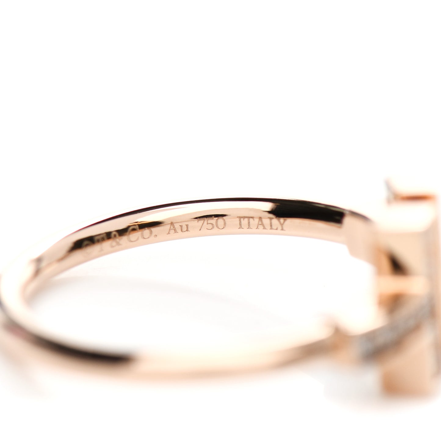 18K Rose Gold Diamond Mother of Pearl T Wire Ring 54 7