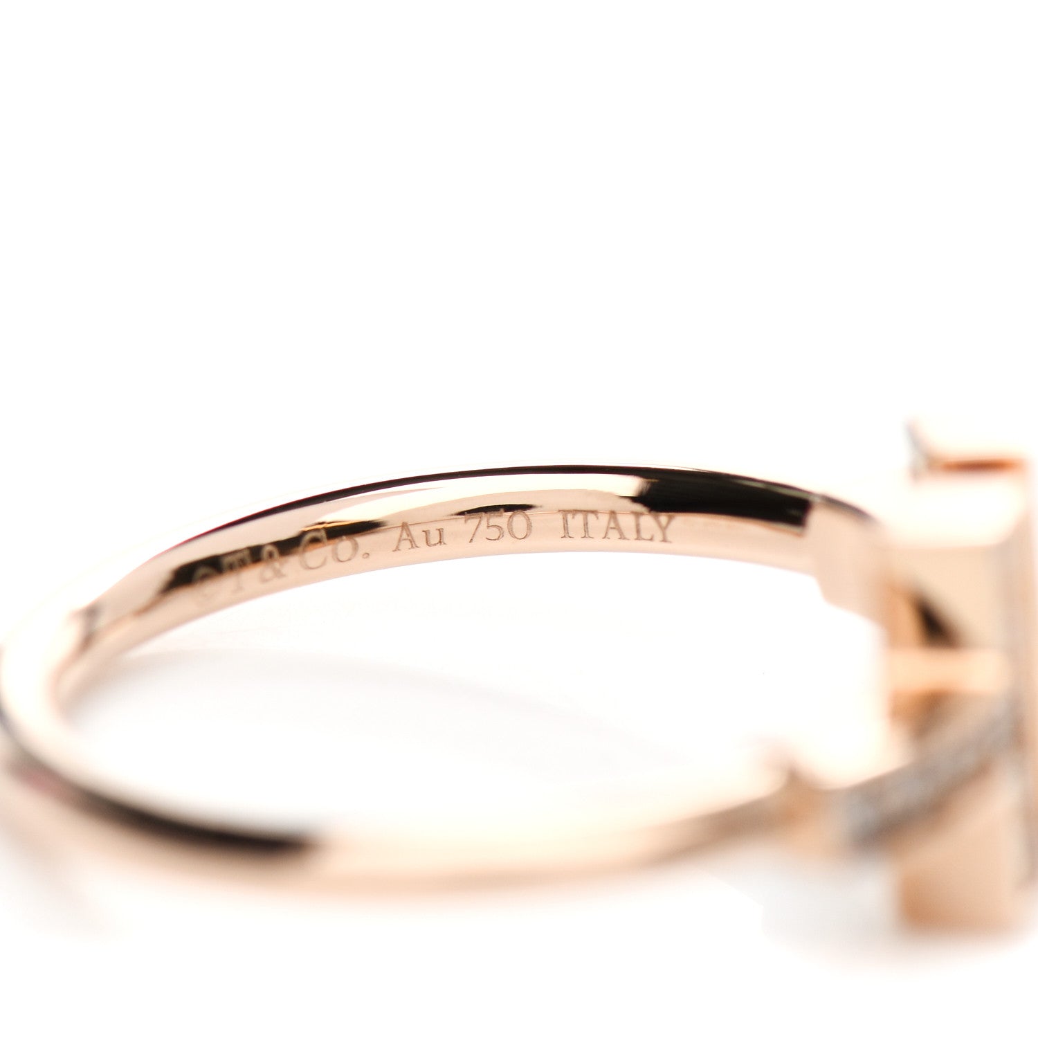 Tiffany 18K Rose Gold Diamond Mother of Pearl T Wire Ring 54 7 5 of 6