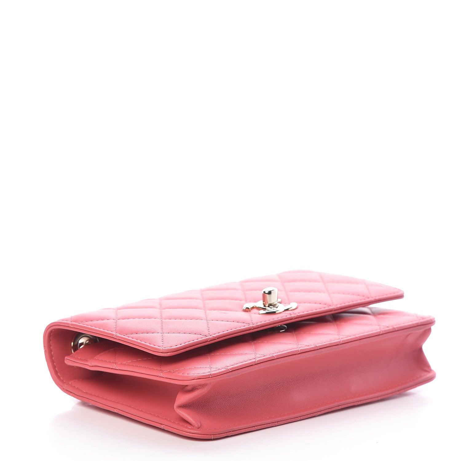 Chanel Lambskin Quilted Trendy CC Wallet On Chain WOC Bright Pink 4 of 12