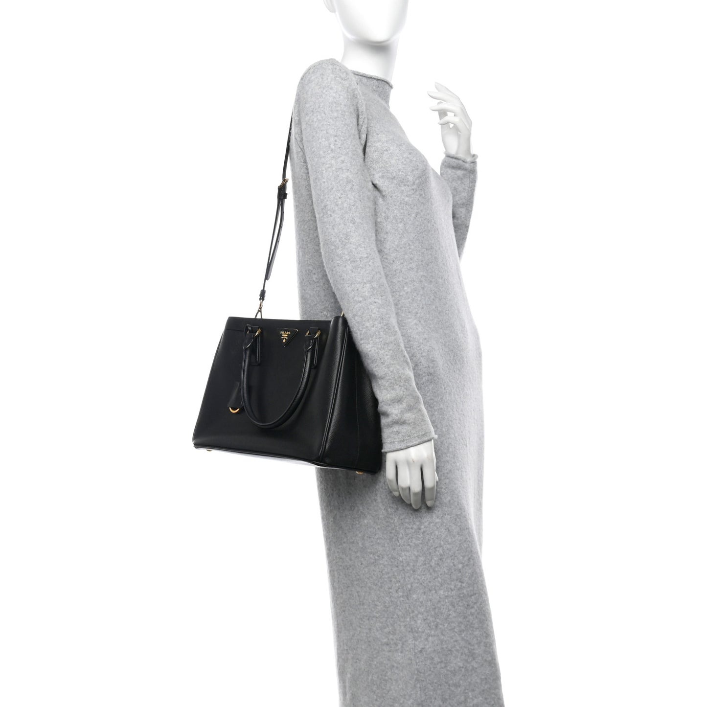 Saffiano Lux Medium Tote Black