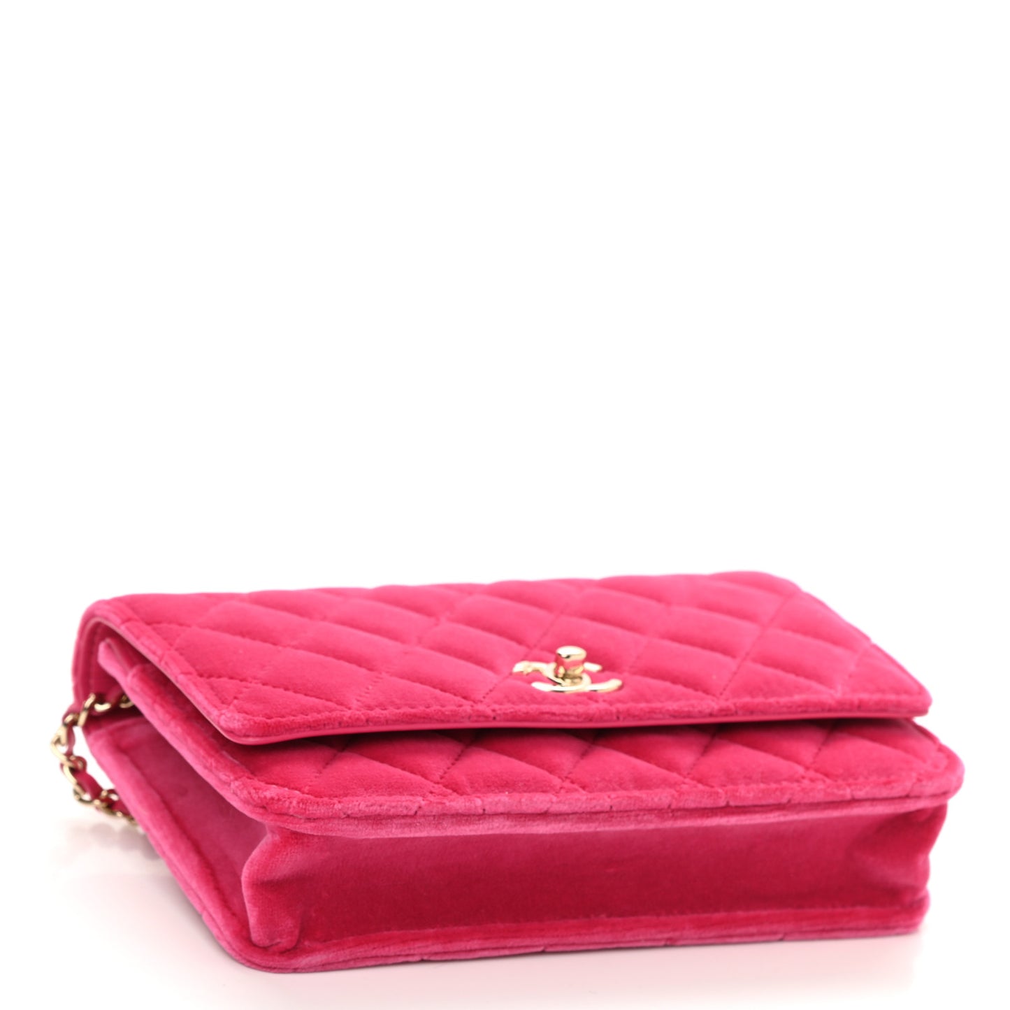 Velvet Quilted Pearl Crush Wallet On Chain WOC Pink