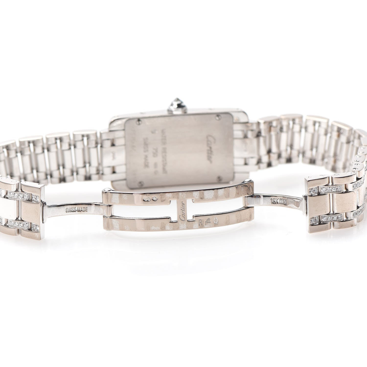 Cartier 18K White Gold Diamond Bezel 19mm Tank Americaine Quartz Watch 6 of 7