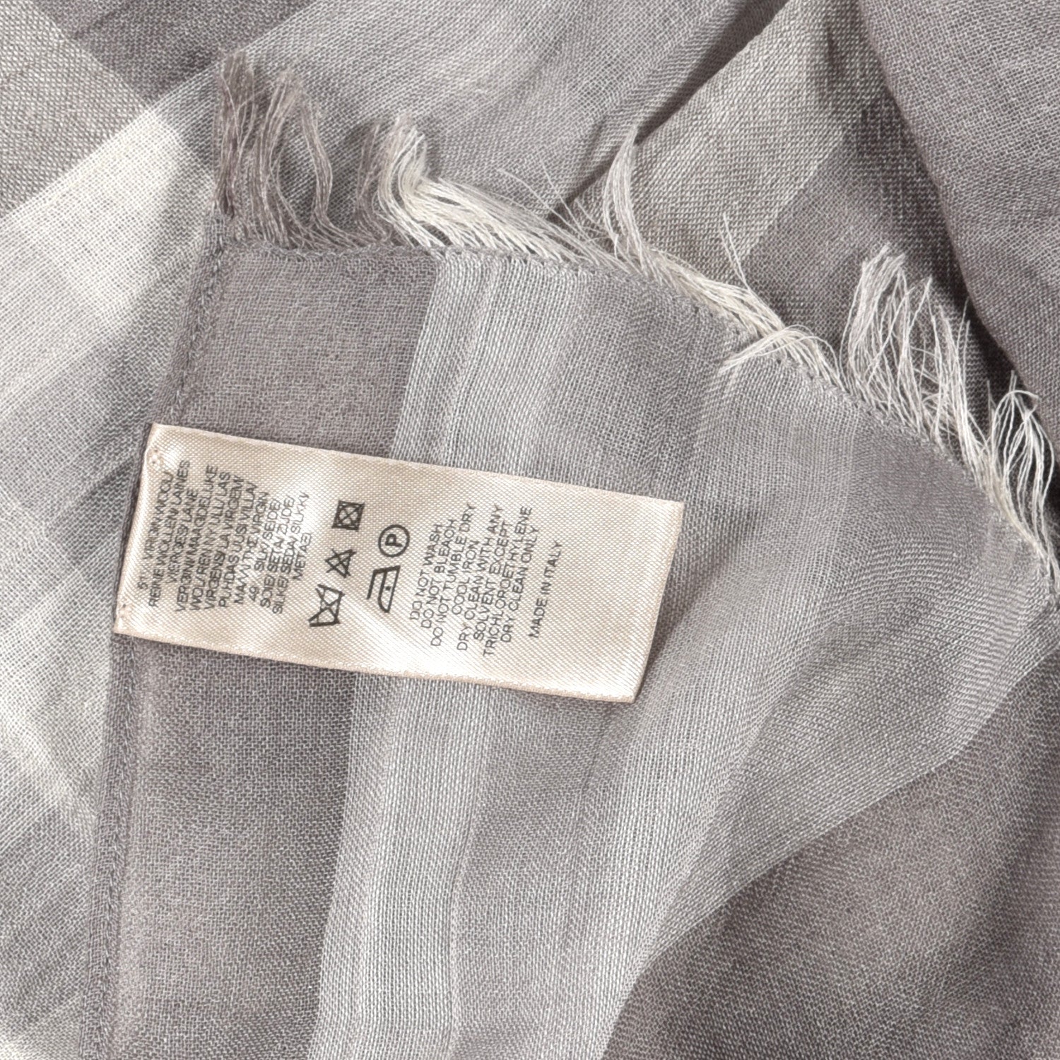 Burberry Wool Silk Gauze Giant Check Lightweight Scarf Grey 5 of 5