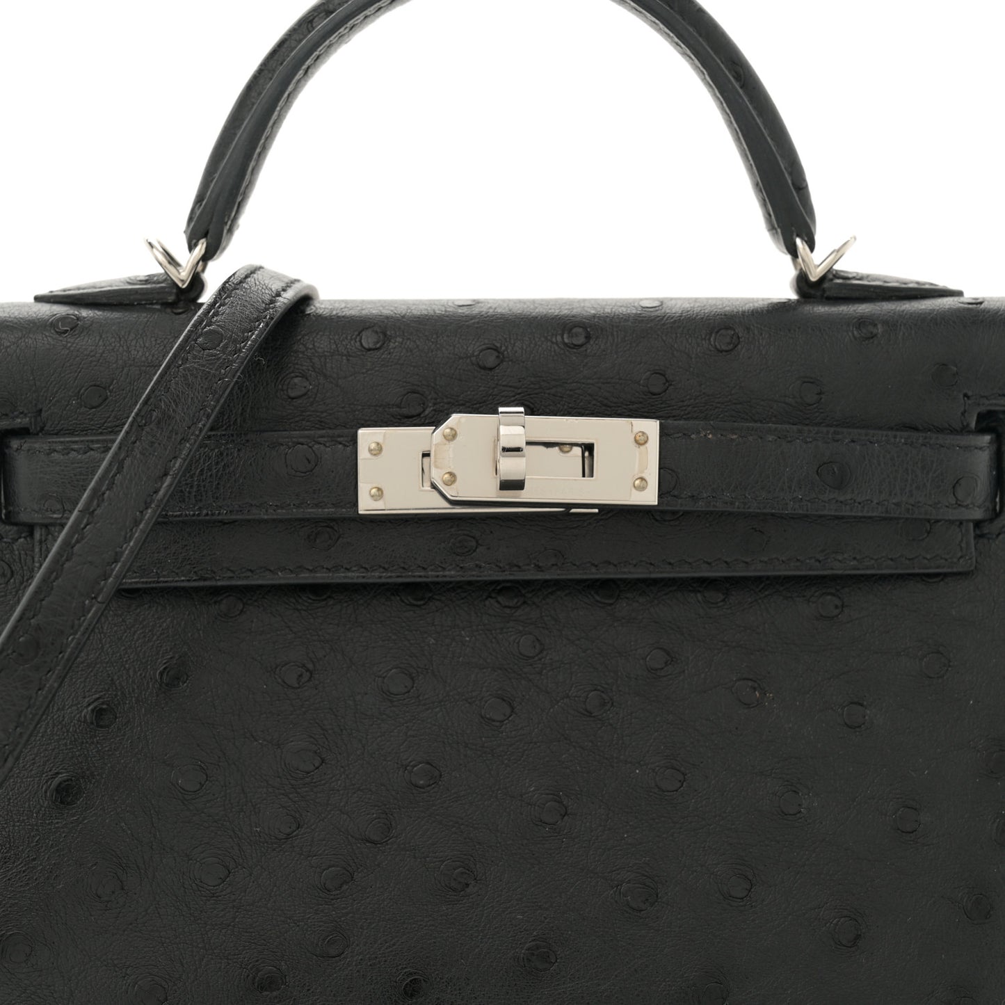Ostrich Kelly Sellier Mini 20 Black