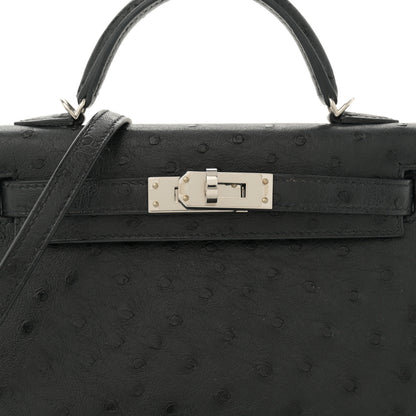 Hermes Ostrich Kelly Sellier Mini 20 Black 8 of 12