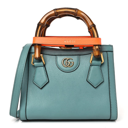 Gucci Wonka Grain Calfskin Mini Diana Tote Bag Dusty Azure Orange Fluo 1 of 10