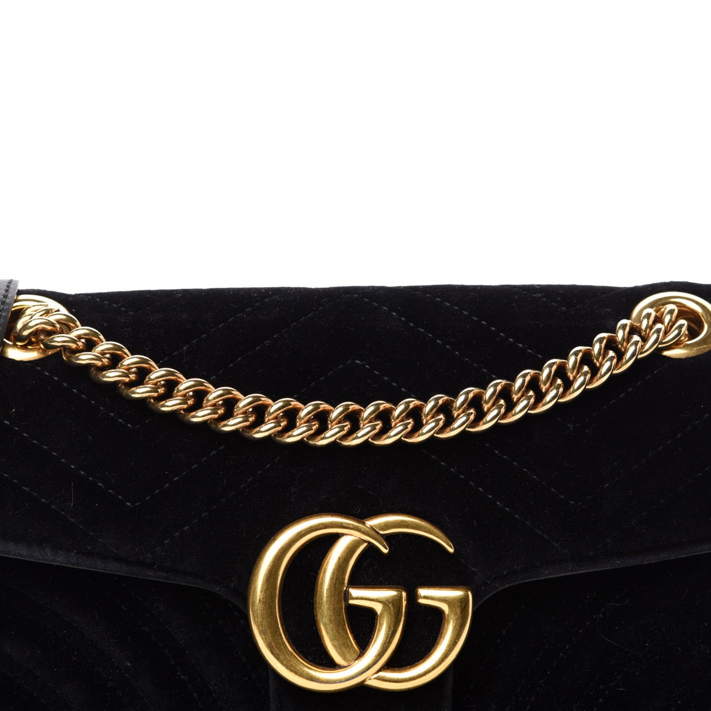 Velvet Matelasse Small GG Marmont Shoulder Bag Black