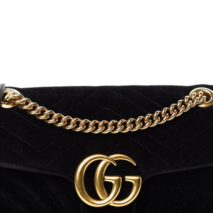 Gucci Velvet Matelasse Small GG Marmont Shoulder Bag Black 14 of 14