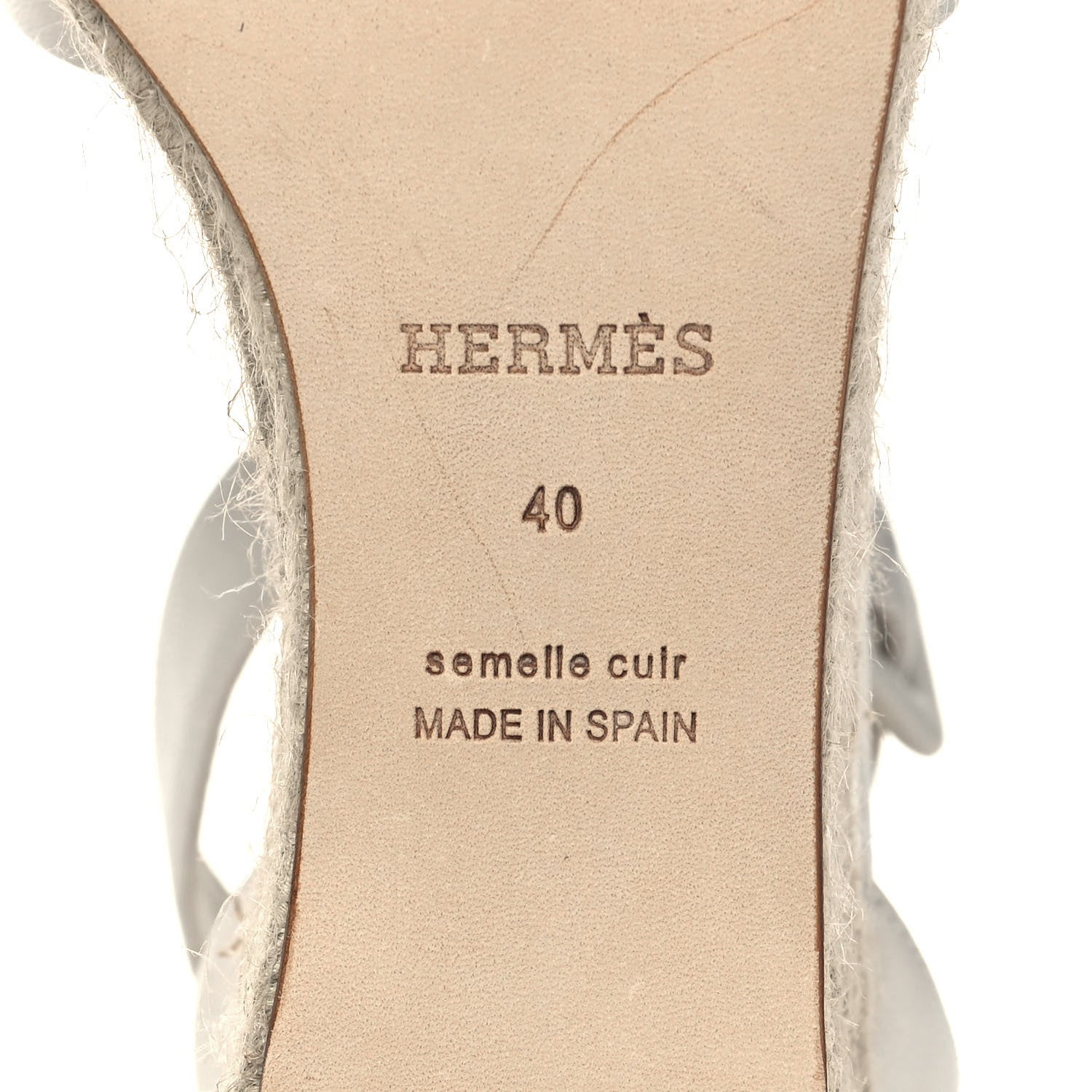 Hermes Goatskin Elda Espadrille Wedge Sandals 40 White 6 of 7