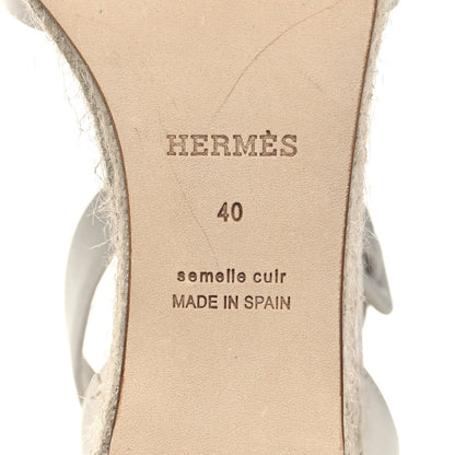 Hermes Goatskin Elda Espadrille Wedge Sandals 40 White 6 of 7