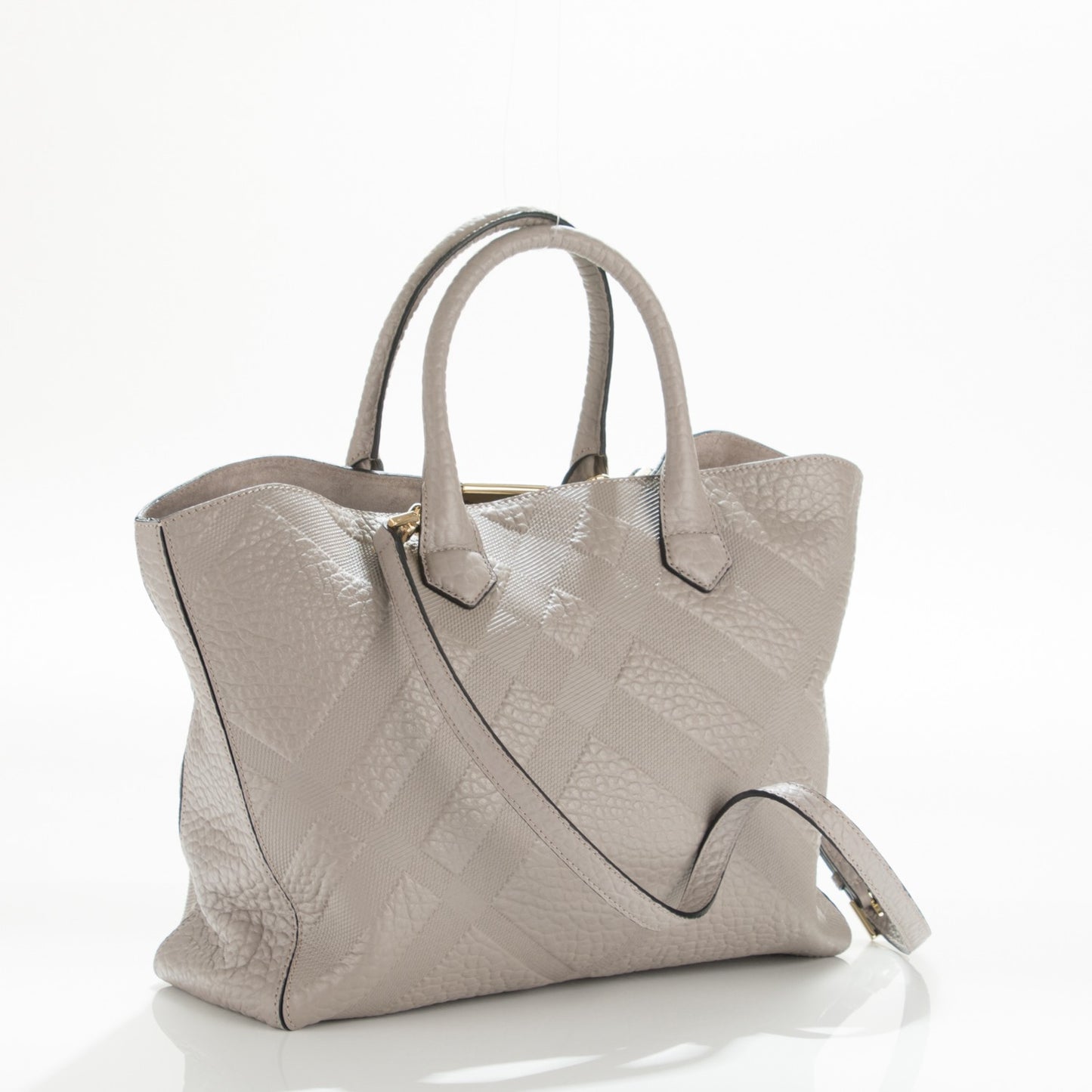 Heritage Grain Check Embossed Medium Dewsbury Tote Pale Grey