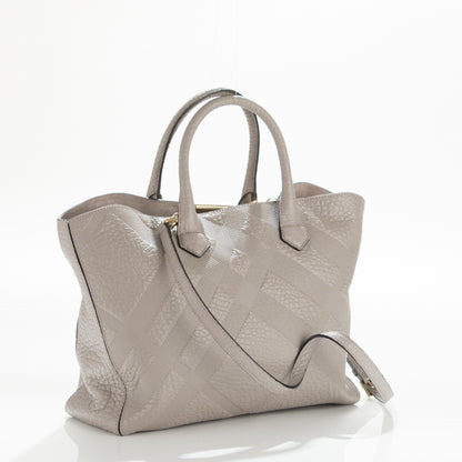 Burberry Heritage Grain Check Embossed Medium Dewsbury Tote Pale Grey 2 of 8