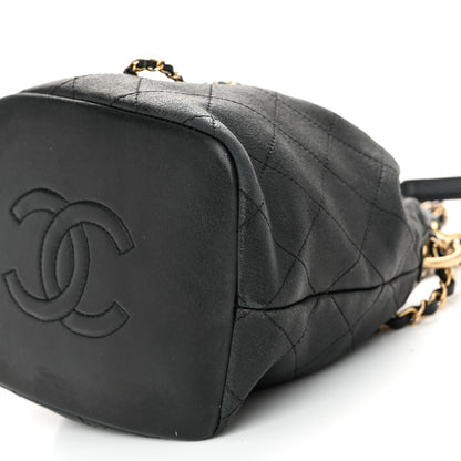 Chanel Lambskin Quilted Antique Signs Drawstring Bag Black 10 of 12