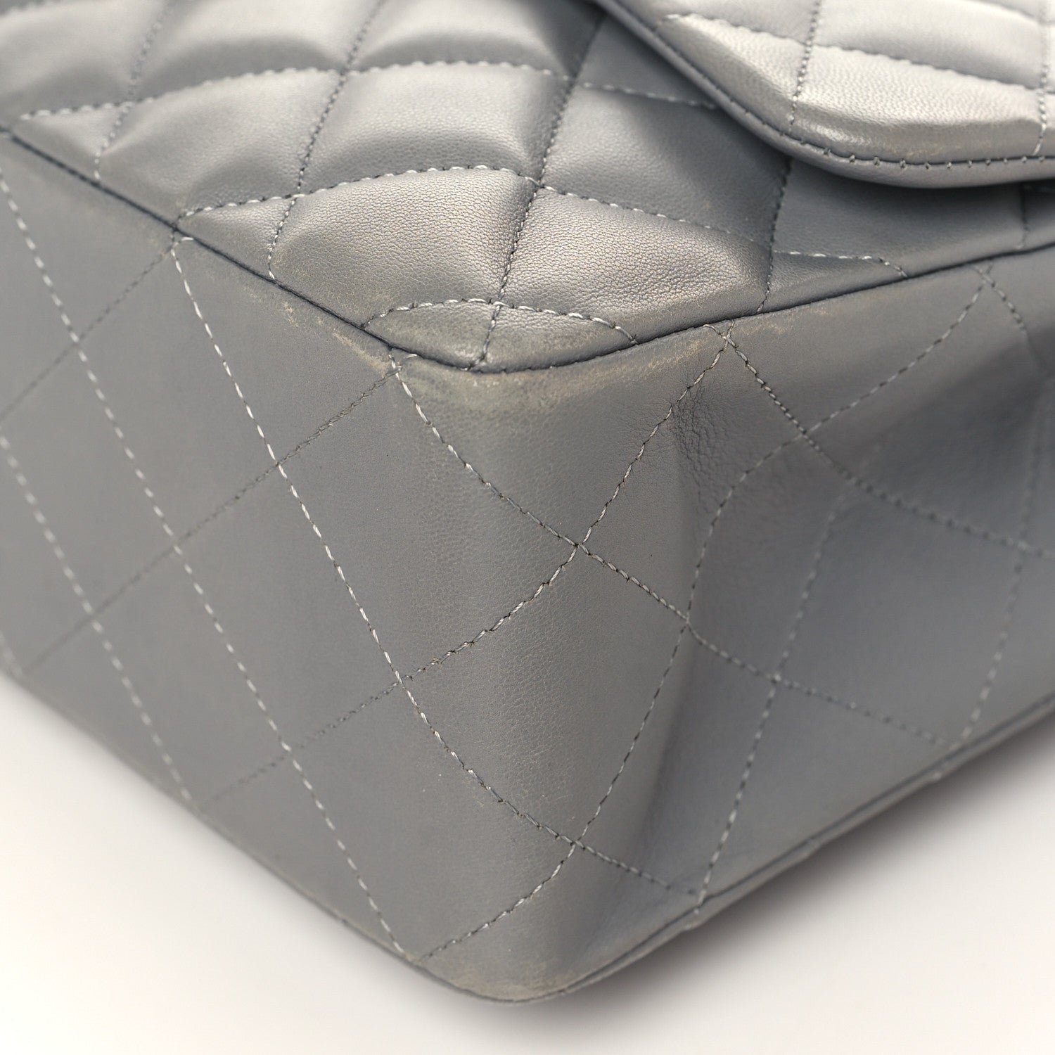 Chanel Lambskin Quilted Jumbo Single Flap Grey 9 of 11
