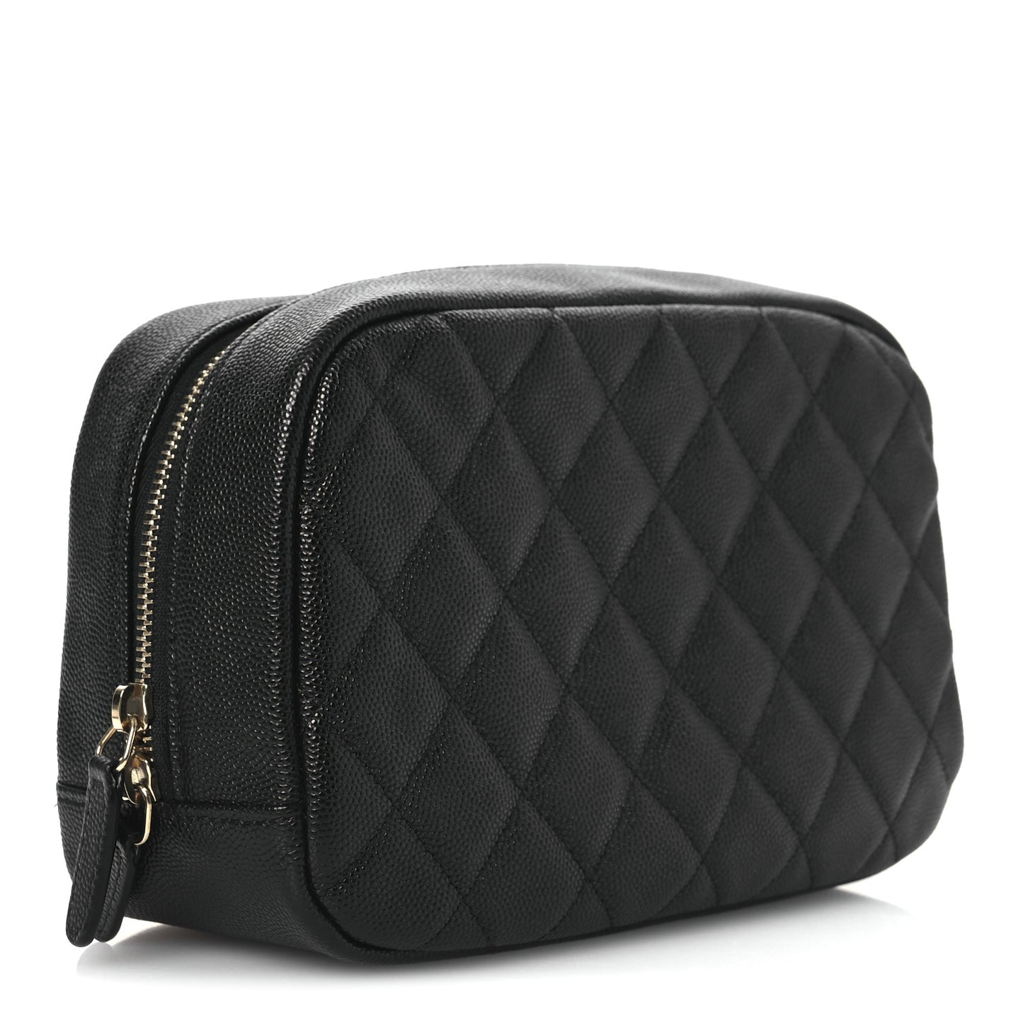 Caviar Quilted Medium Curvy Pouch Cosmetic Case Black