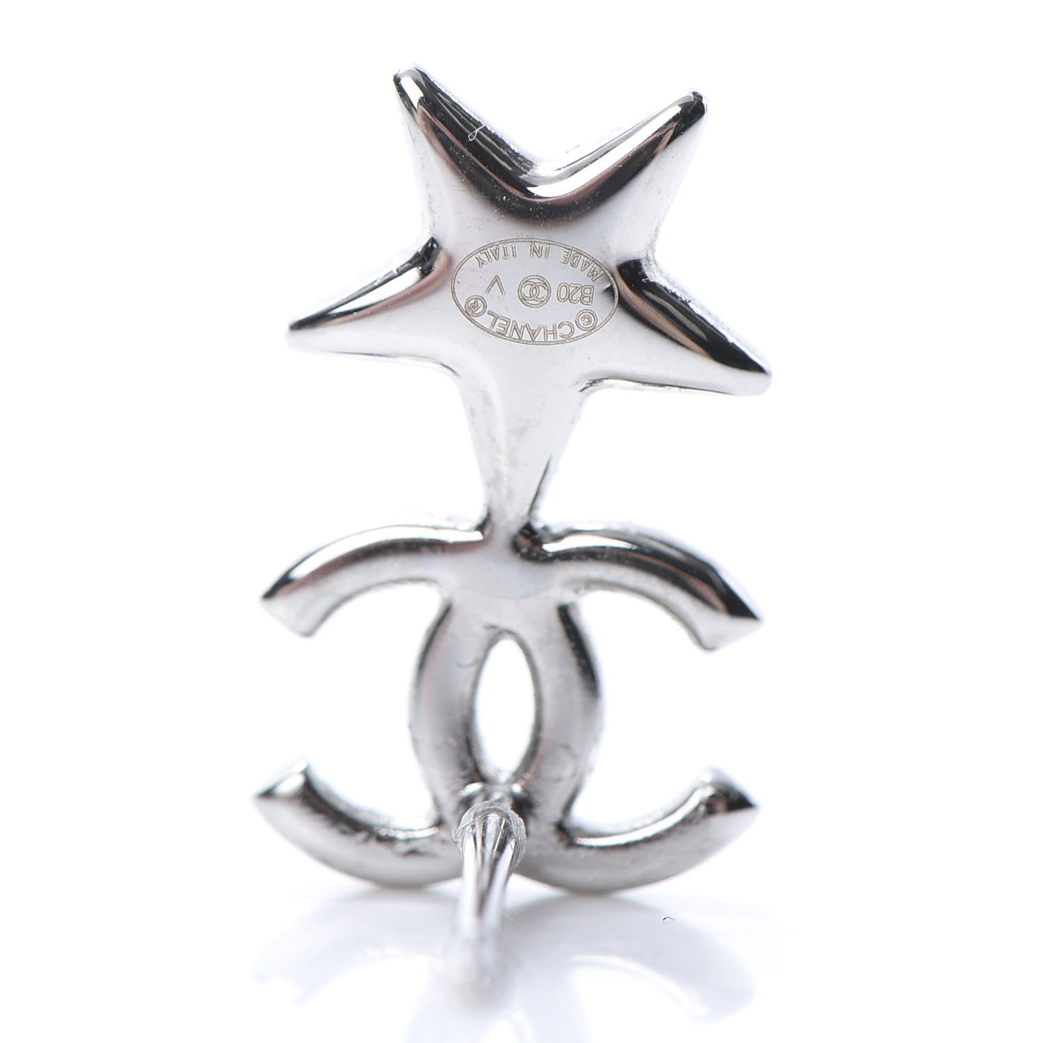 Chanel Crystal CC Star Earrings Silver 4 of 5