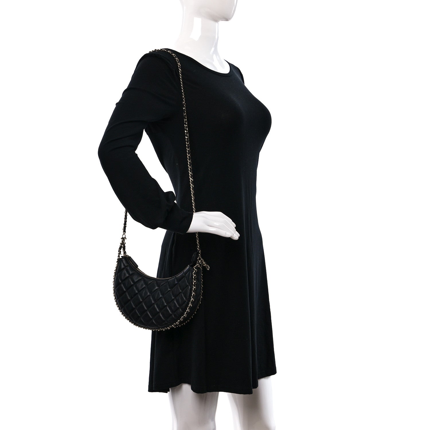 Chanel Lambskin Quilted Small Hobo Bag Black 2 of 9