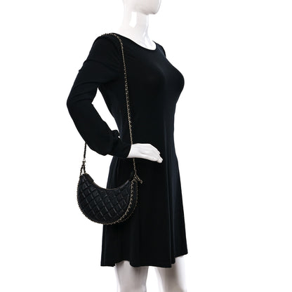 Chanel Lambskin Quilted Small Hobo Bag Black 2 of 9