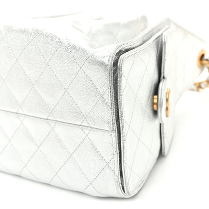 Chanel Metallic Caviar Quilted Small Chanel 25 Handbag Silver 10 of 10