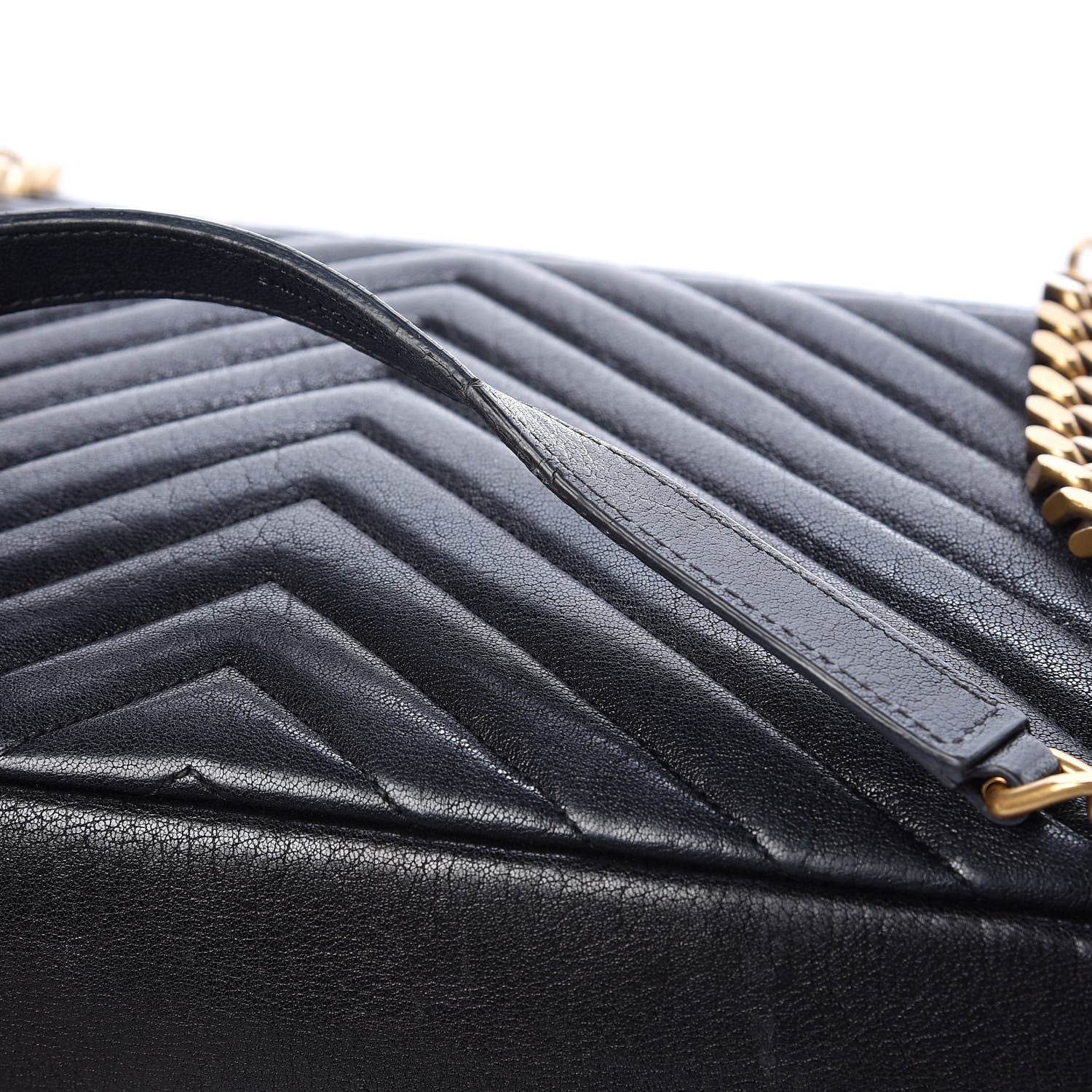 Saint Laurent Sheepskin Matelasse Chevron Monogram Large College Satchel Black 12 of 14