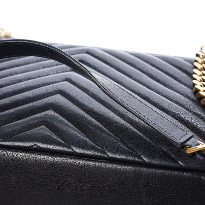 Saint Laurent Sheepskin Matelasse Chevron Monogram Large College Satchel Black 12 of 14