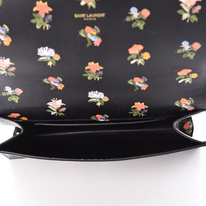 Saint Laurent Calfskin Prairie Flower Printed Small Monogram Clutch Black Multicolor 5 of 8