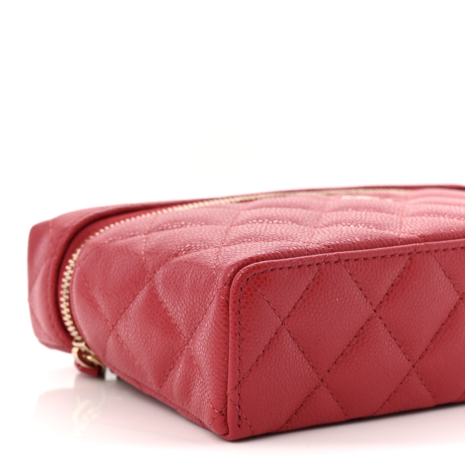 Chanel Caviar Quilted Top Handle Slim Vanity With Chain Red 9 of 10
