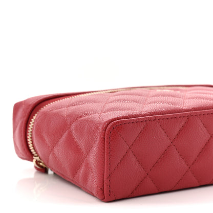 Chanel Caviar Quilted Top Handle Slim Vanity With Chain Red 9 of 10
